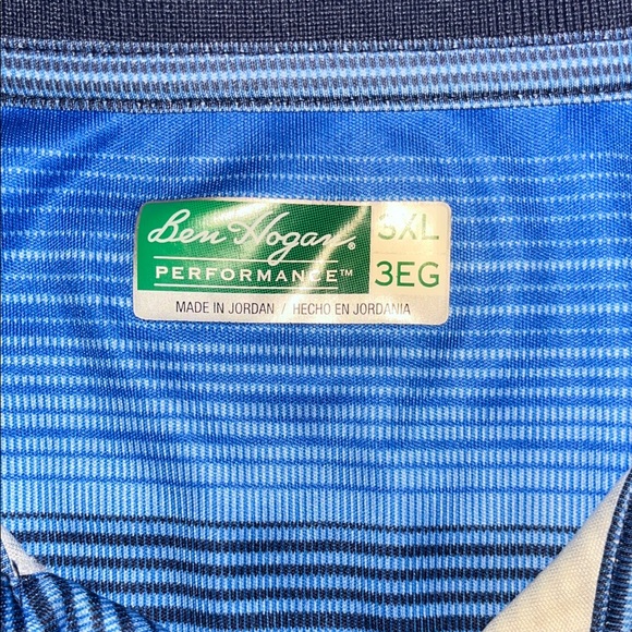 Ben Hogan Polo 3XL Blue Striped Golf Shirt Performance - Picture 2 of 4